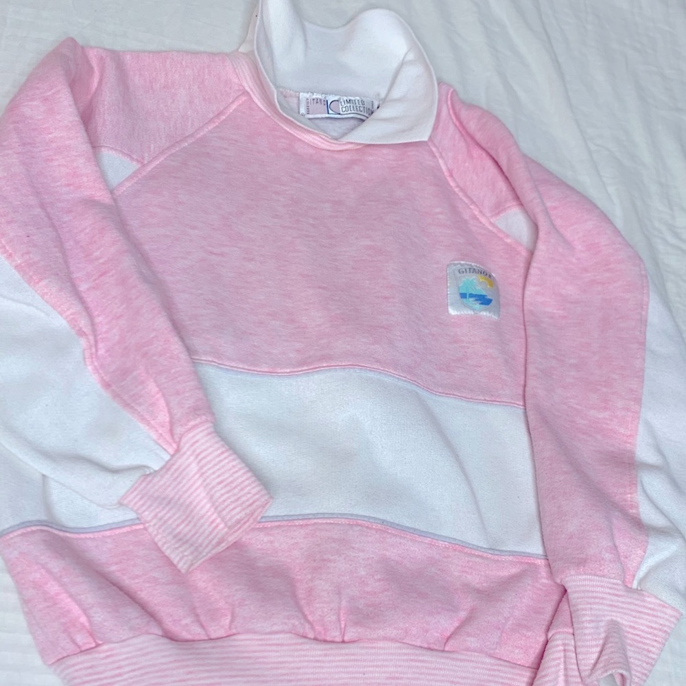 GITANO pink/white 80’s collar sweatshirt size M